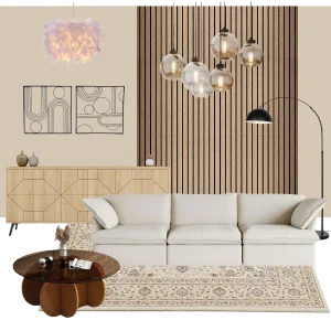free mood board brown living room cozy panelling