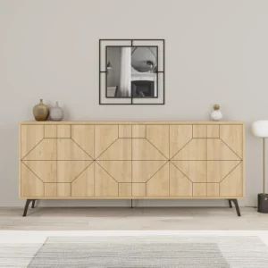 geometric wood sideboard for living room mid century modern