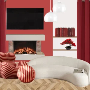 red and white living room idea mood board
