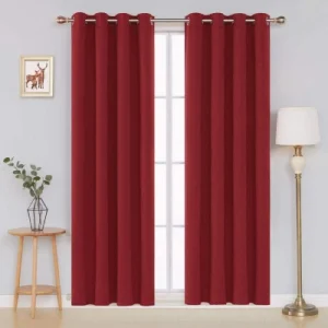 red living room curtains cozy