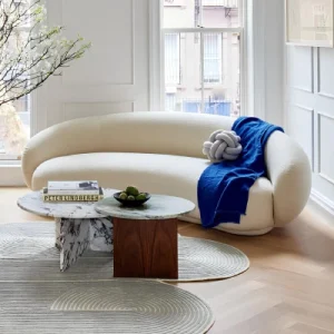 white curved sofa for living room modern luxury