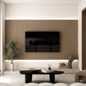 wood slat wall panelling for living room