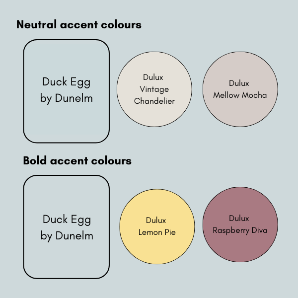 colours that go with duck egg blue dunelm