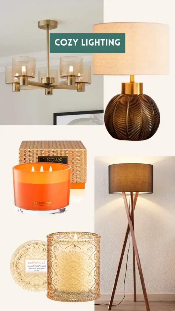 how to make your bedroom feel autumnal - add cozy lighting