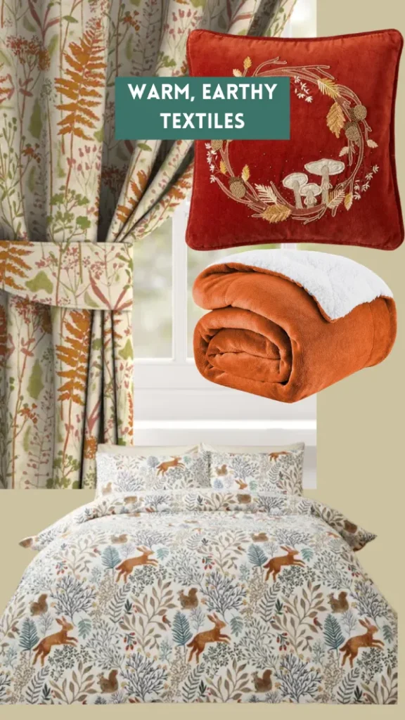 how to make your bedroom feel autumnal - add earthy textiles