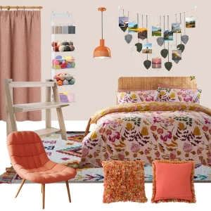 pink and orange bedroom idea mood board