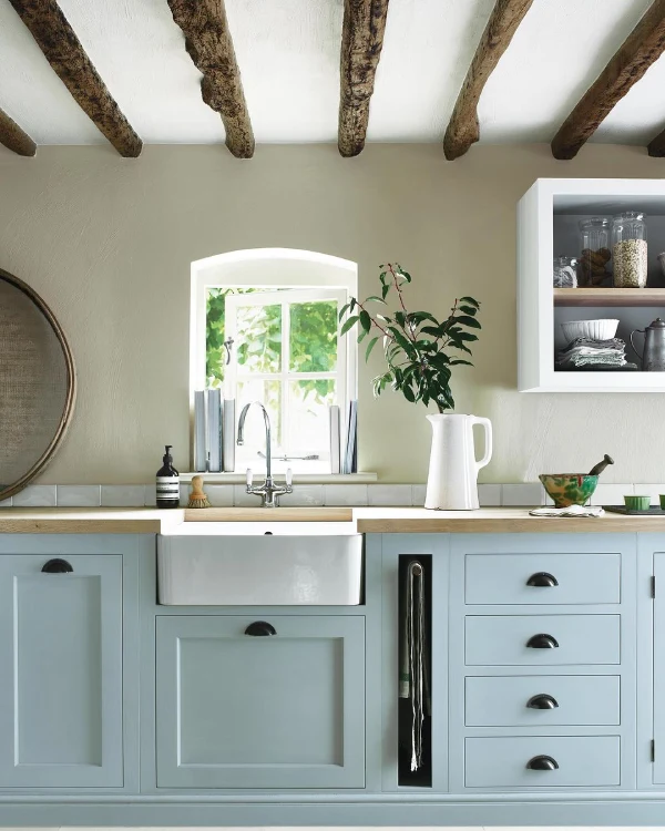 blue farmhouse kitchen