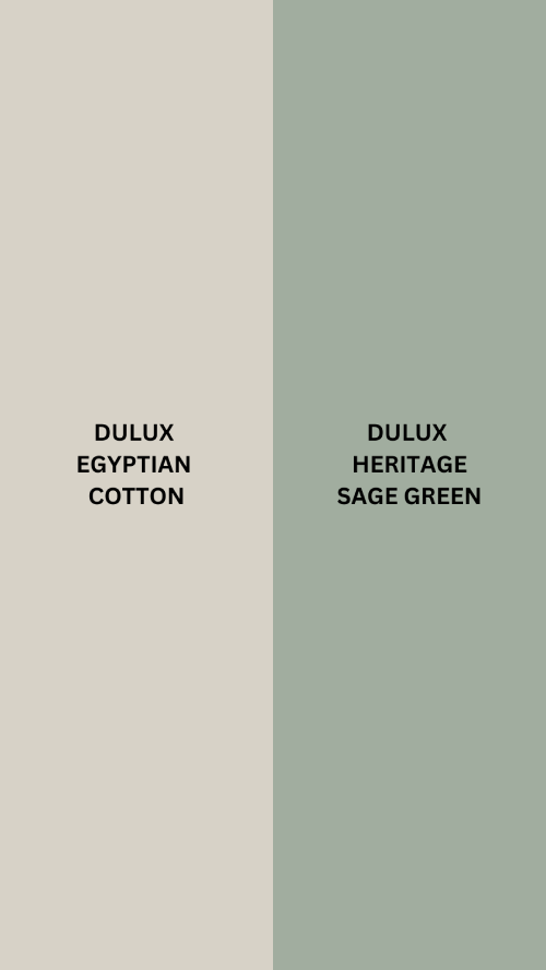 dulux egyptian cotton and dulux heritage sage green