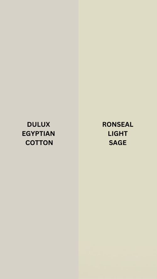 dulux egytian cotton and ronseal light sage