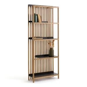 slatted board bookshelf for living room