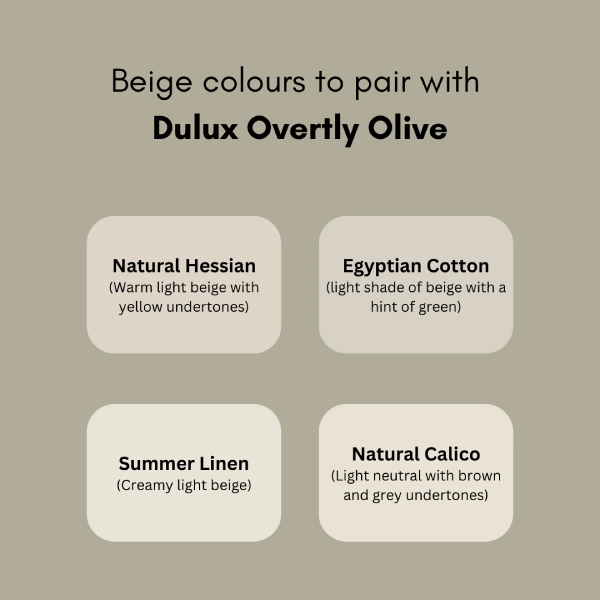 best beige paint colours that go with dulux overtly olive