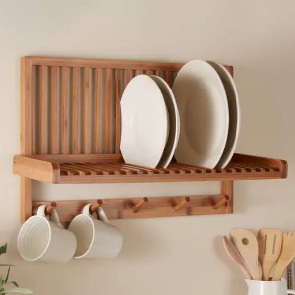 wall mounted plate and mug organiser for small kitchens