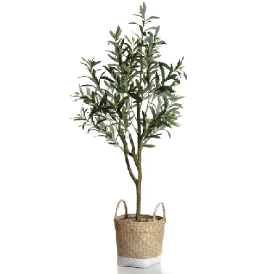 Faux Olive Tree in a Basket Pot for living room