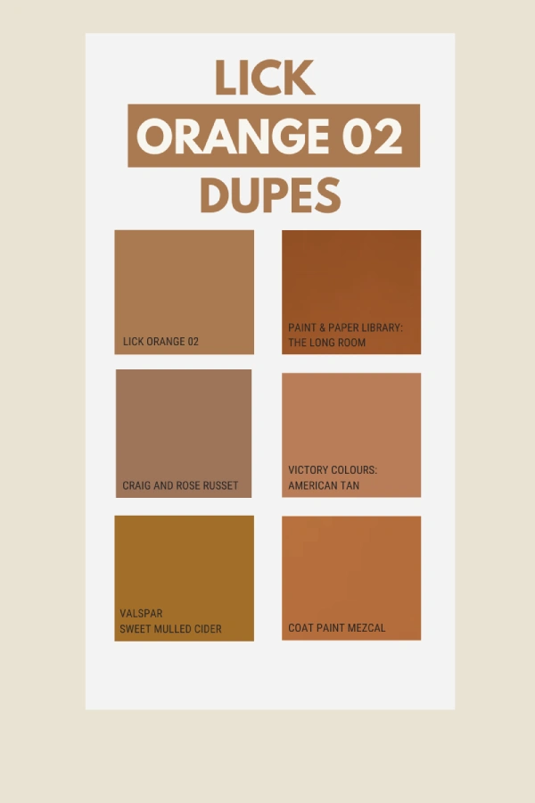 LICK Orange 02 paint dupes guide inforgraphic