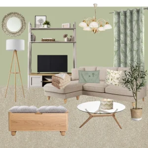 Sage green living room idea mood board