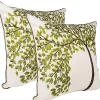 cream and green leaf cushions for sofa