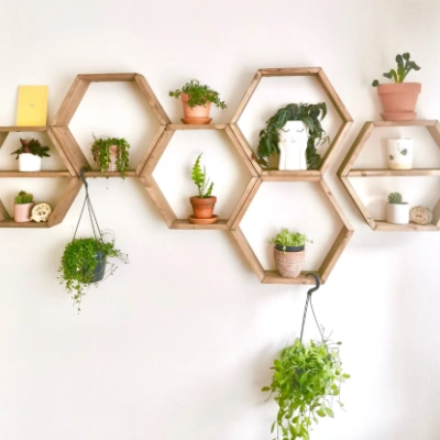 honeycomb shelving for scandinavian living room