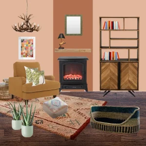 terracotta colour living room idea mood board - shop this look