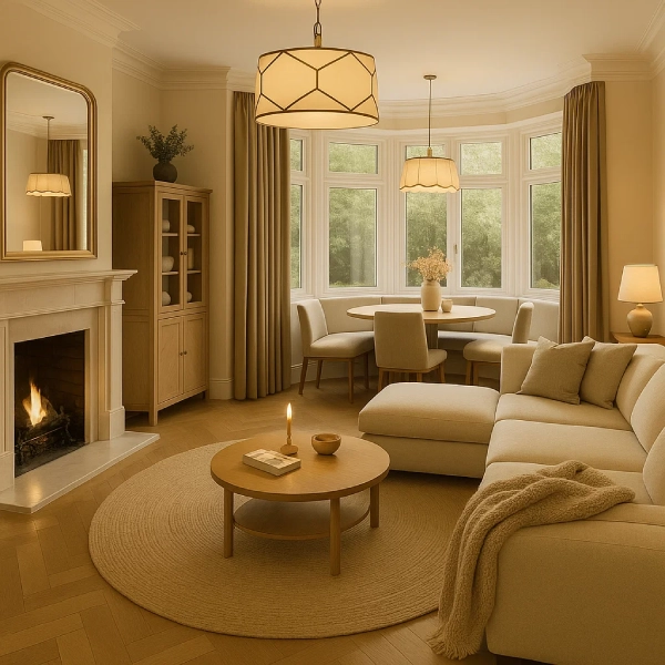beige living room aesthetic for a minimalist