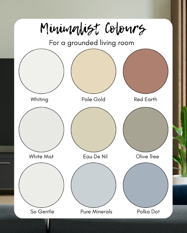 earthy paint colours for a minimalist living room