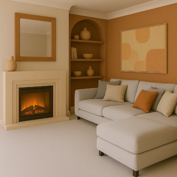 greige and earthy living room scheme for a minimalist