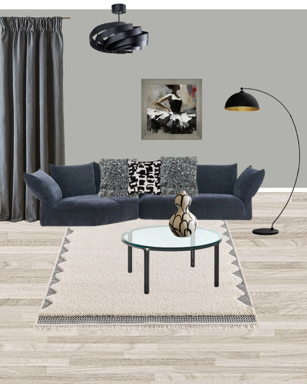 monochrome living room mood board