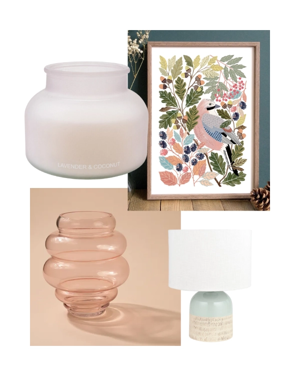 pastel decor mood board for a living room