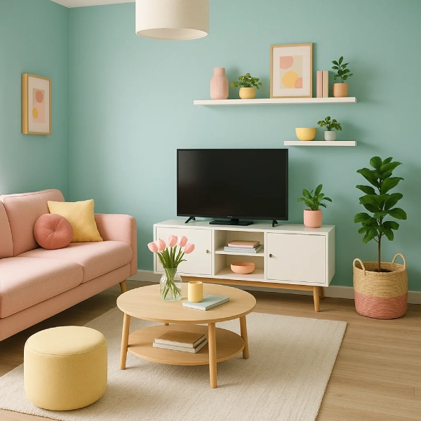 pastel living room scheme for a minimalist