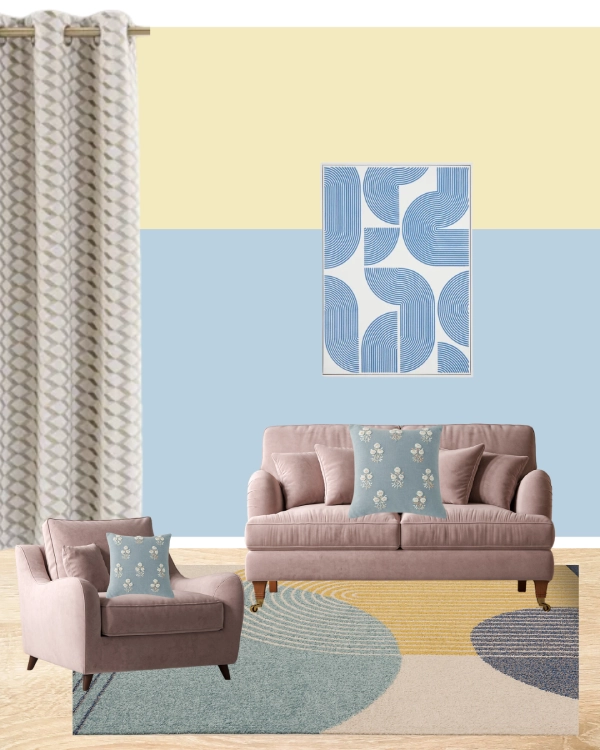 pastel scheme mood board for a living room