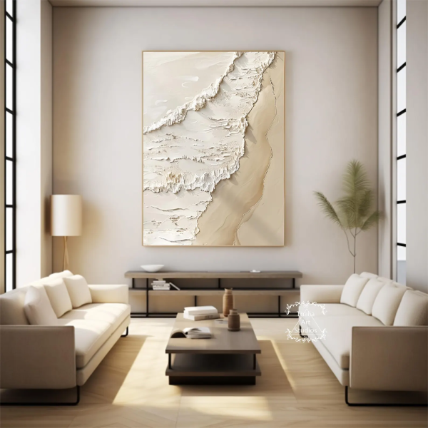 3D textured artwork of a sandy beach