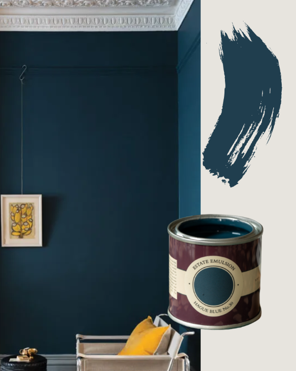 Blue bedroom ideas using Farrow and Ball Hague Blue