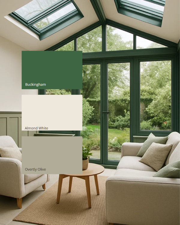 Dark green conservatory idea