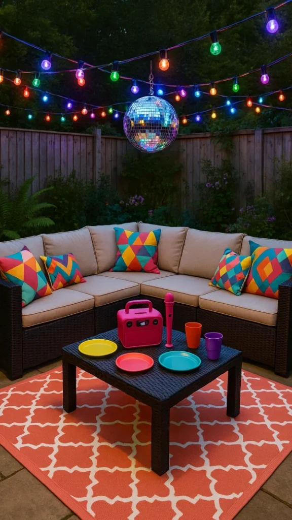 Disco festival theme garden party idea