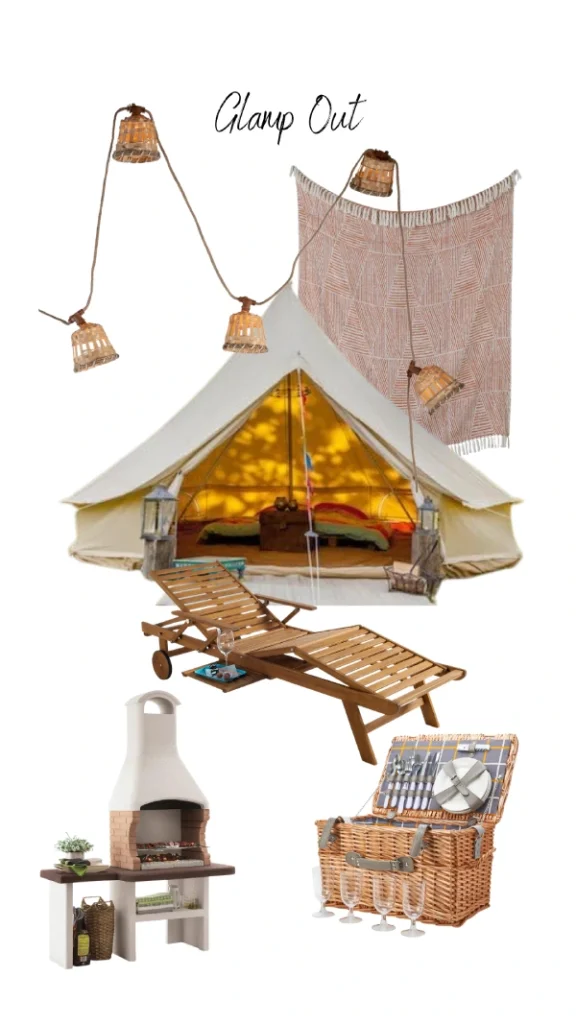 Glamping festival garden party idea mood board