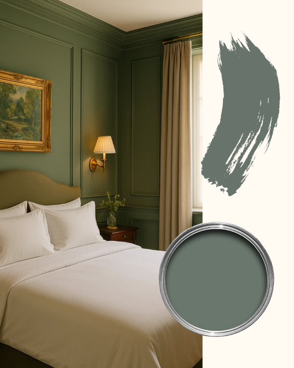 green bedroom ideas using farrow and ball green smoke