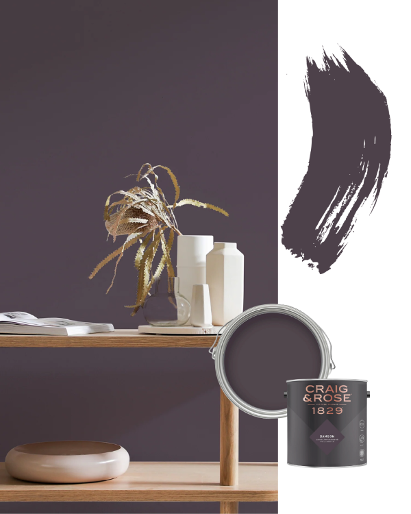 purple bedroom ideas using Craig and Rose Damson