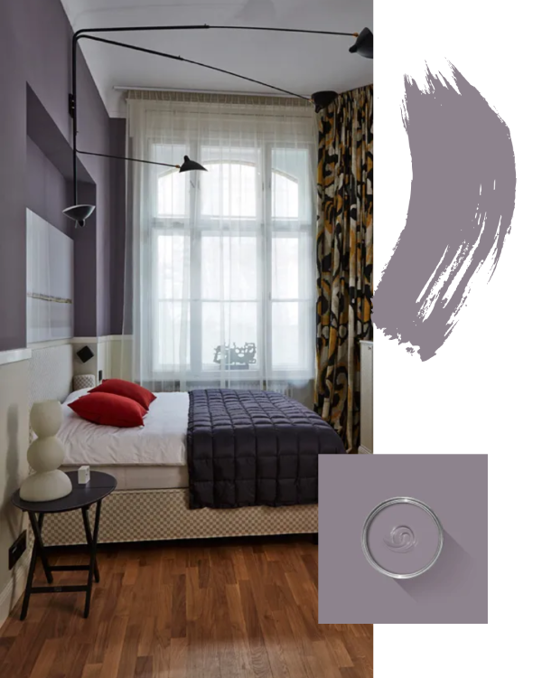 purple bedroom ideas using Farrow and Ball Brassica