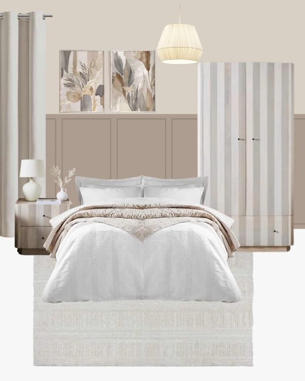 Cream and Pink Cozy Bedroom - Farrow & Ball Stirabout