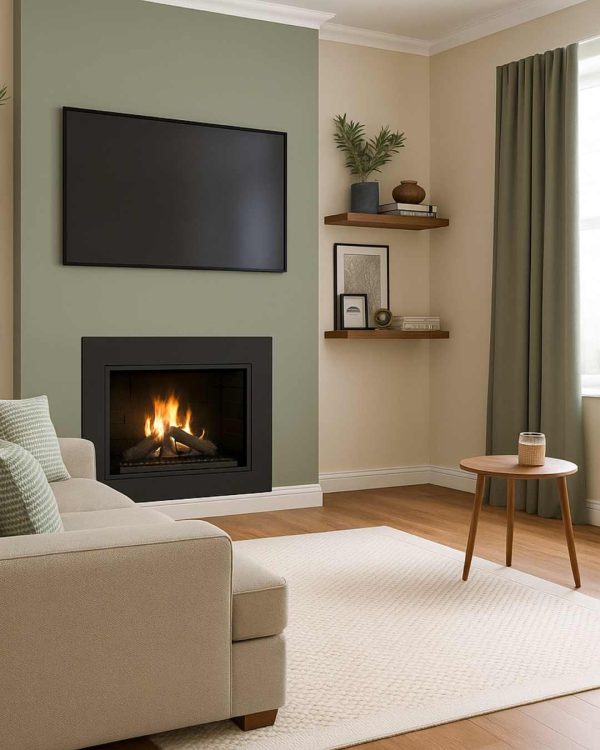 Dulux Bakers Flour and Little Green Aquamarine Open Plan Living Room and Dining Room - Image 5