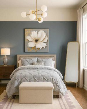 Farrow & Ball Stirabout and Wine Dark Moody Bedroom