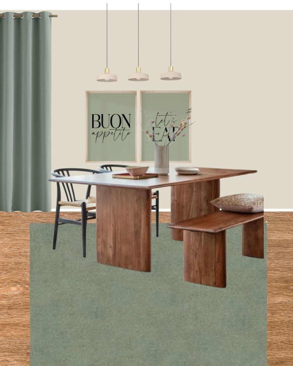 Dulux Bakers Flour and Little Green Aquamarine Open Plan Living Room and Dining Room - Image 2