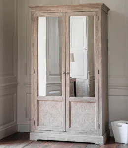 Ash wood wardrobe with mirrors