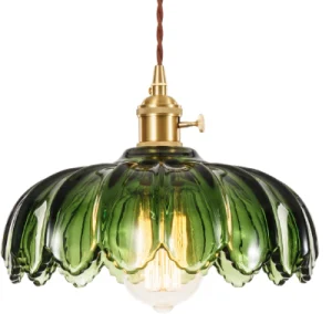 green glass floral pendant light for living room