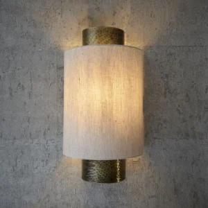 neutral and gold wall lights for bedroom