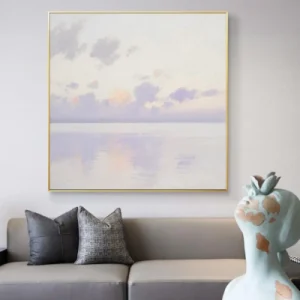 sunset artwork for bedroom in lilac