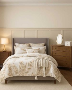 Cozy neutral bedroom - Dulux Summer Linen & Egyptian Cotton