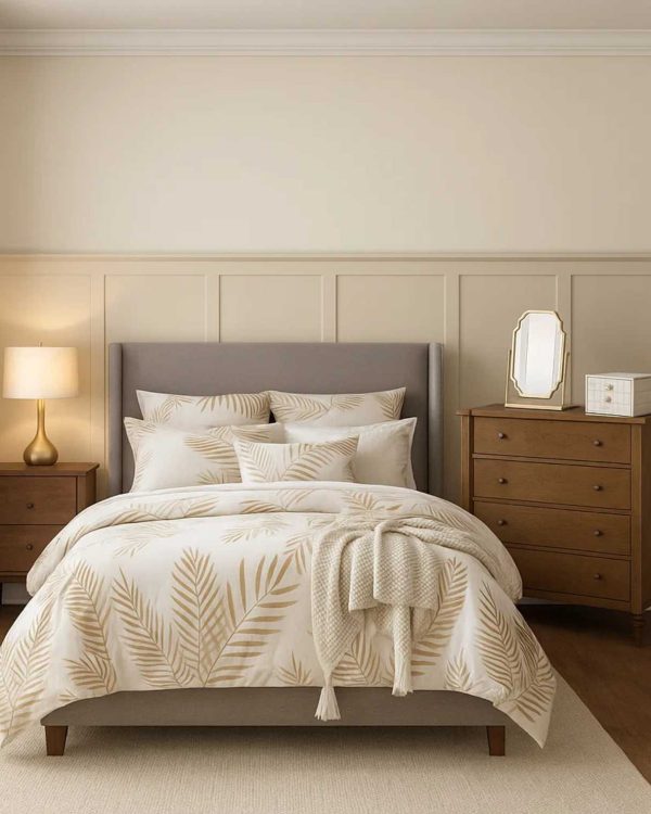 Cozy neutral bedroom - Dulux Summer Linen & Egyptian Cotton