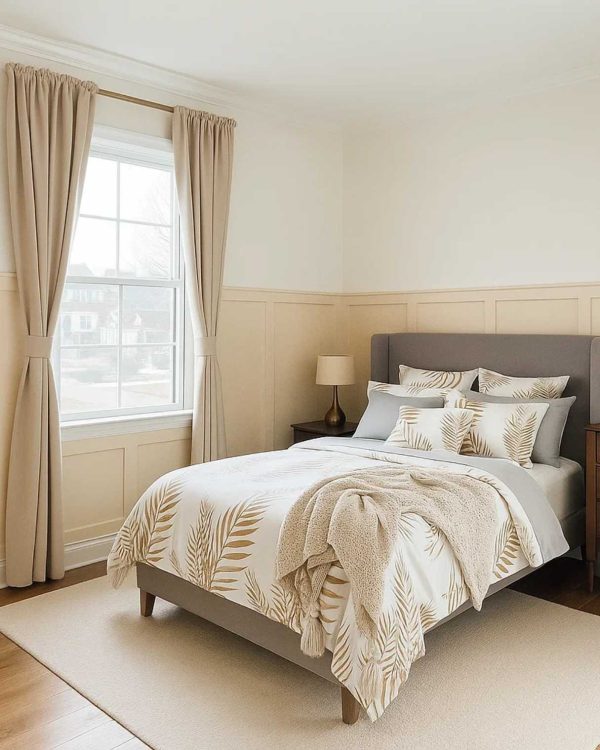 Cozy neutral bedroom - Dulux Summer Linen & Egyptian Cotton - Image 2