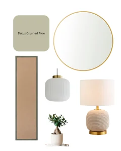 Dulux Crushed Aloe hallway decor mood board
