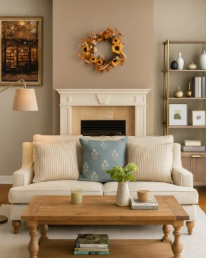 Dulux Egyptian cotton and cookie dough living room design